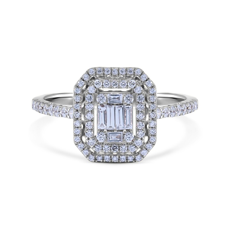 Diamond Double Halo Cathedral Basket Engagement Ring