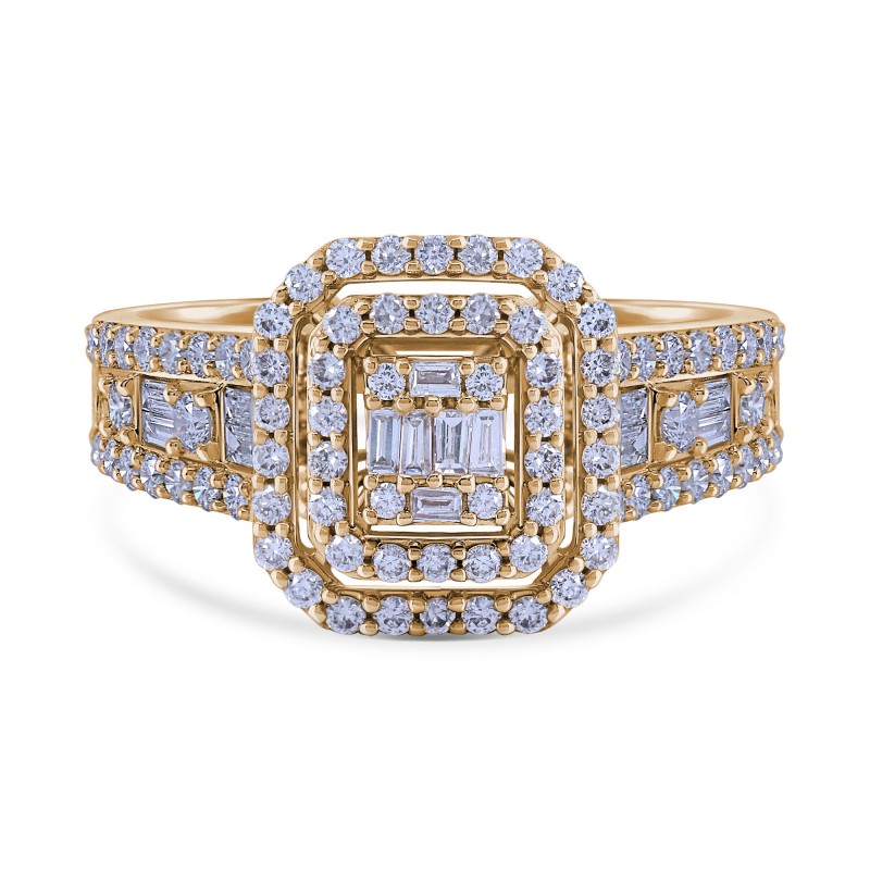 Diamond Halo Rose Lotus Cathedral Engagement Ring