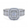 Diamond Rectangular Halo Triple Row Engagement Ring