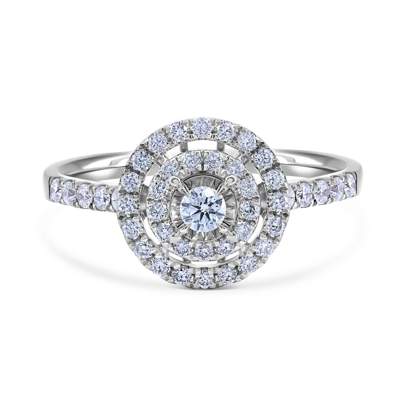 Diamond Illusion Double Halo Cathedral Engagement Ring