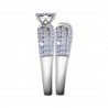 Diamond Cluster Triple Row 2-Piece Matching Bridal Ring Set