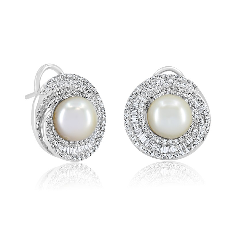 stud earrings with diamonds and pearls for bride