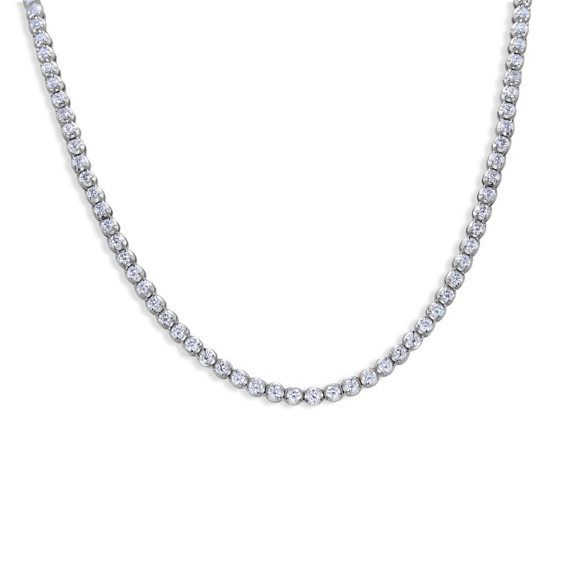 Stunning diamond eternity tennis chain necklace, featuring a full eternity of diamonds arranged on a delicate tennis chain necklace