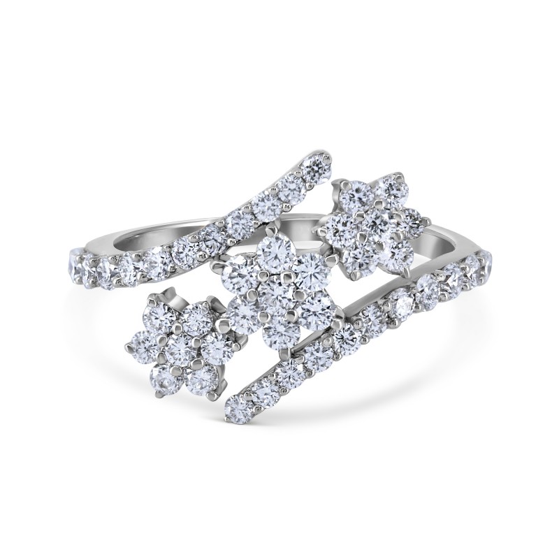 Diamond Bypass Triple Snowflake Ring
