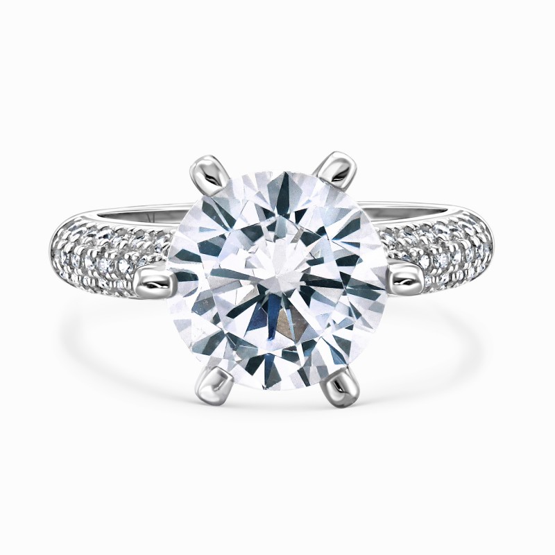 Diamond Solitaire 6-Prong Micropave Engagement Ring