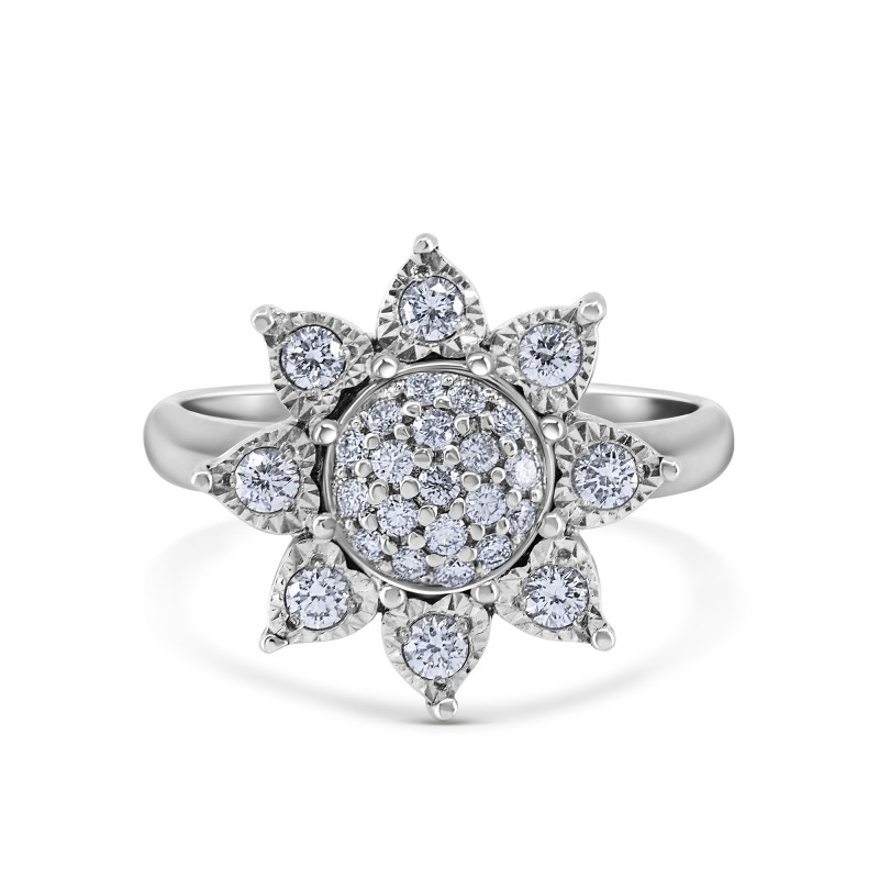 Diamond Sunflower Cluster Engagement Ring