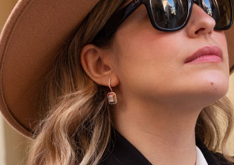 Wearing earring hoops gold