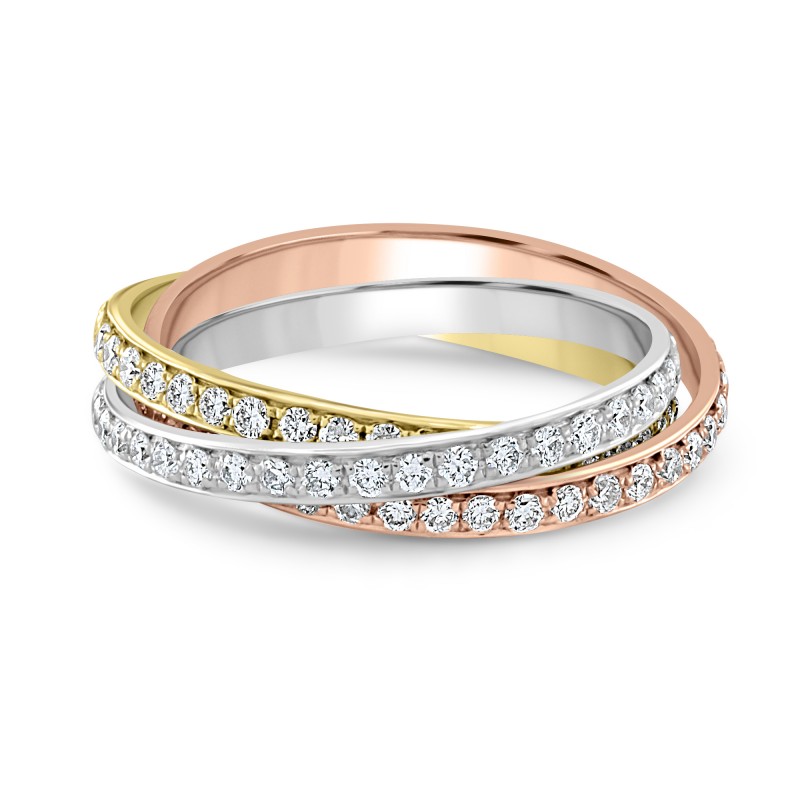 Three Colour Gold Full Eternity Diamond Ring