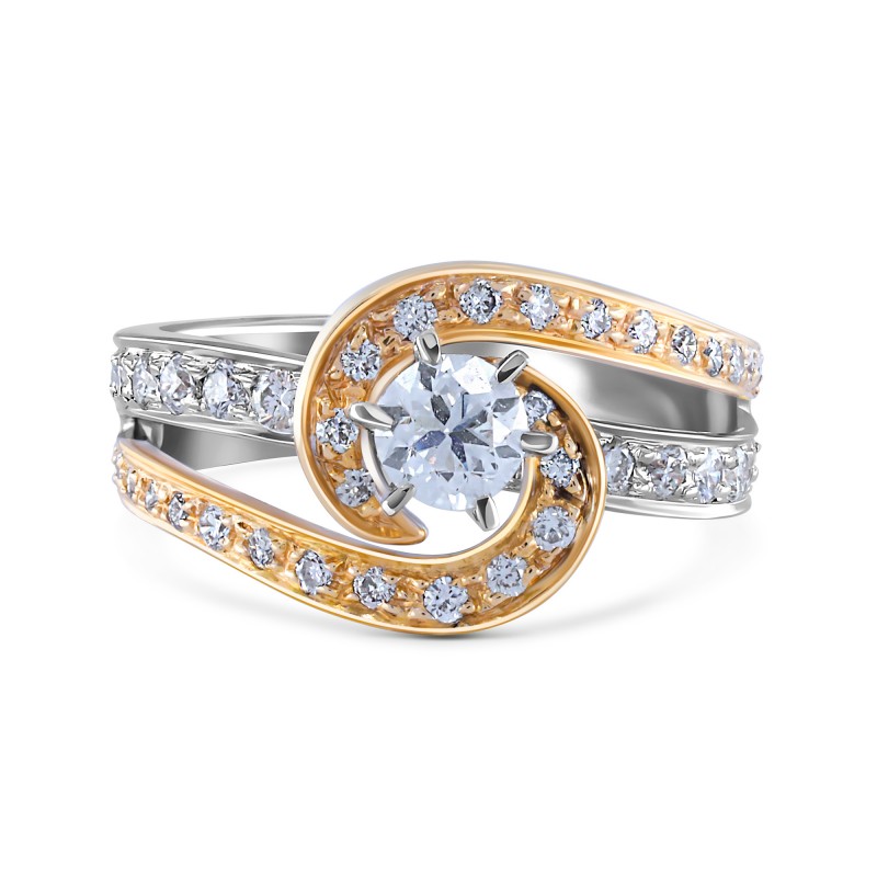 White and rose gold ring