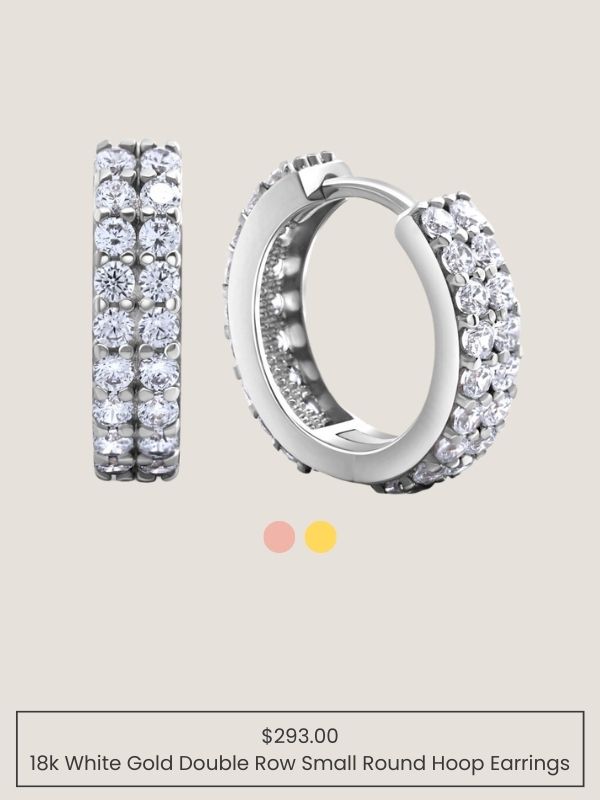 double row round hoop earrings made of pure 18k gold under $300