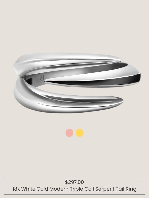 Modern triple coil ring made of pure 18k gold under $300